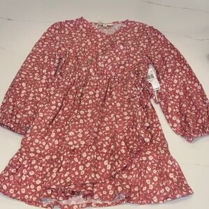 NWT Girls Jessica Simpson Mauve Pink/Cream Floral Dress w/ Long Sleeves 7